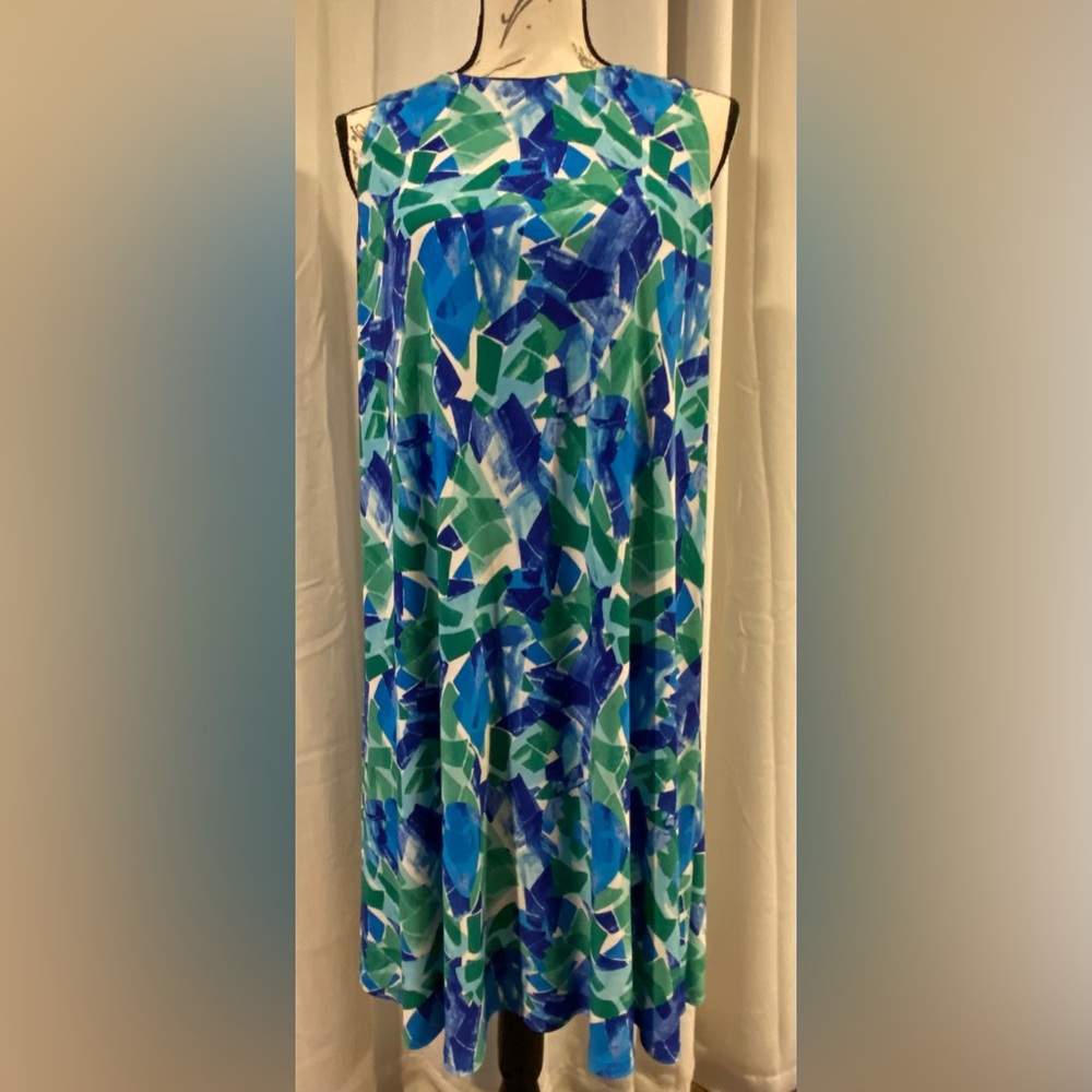 NWT Ralph Lauren blue and green trapeze dress size 14